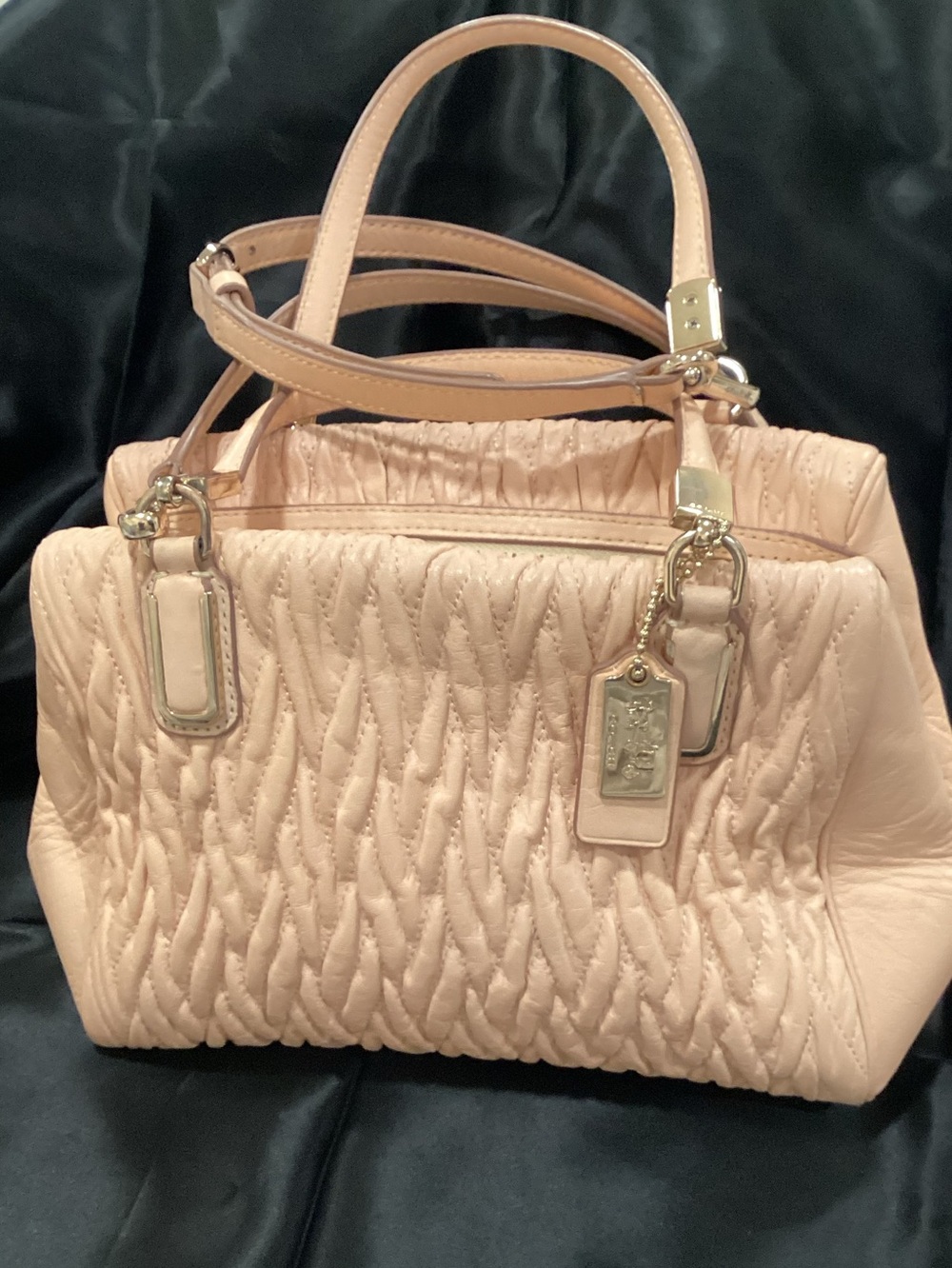 Coach Quilted Leather Satchel in Light Blush/Peach #M1420